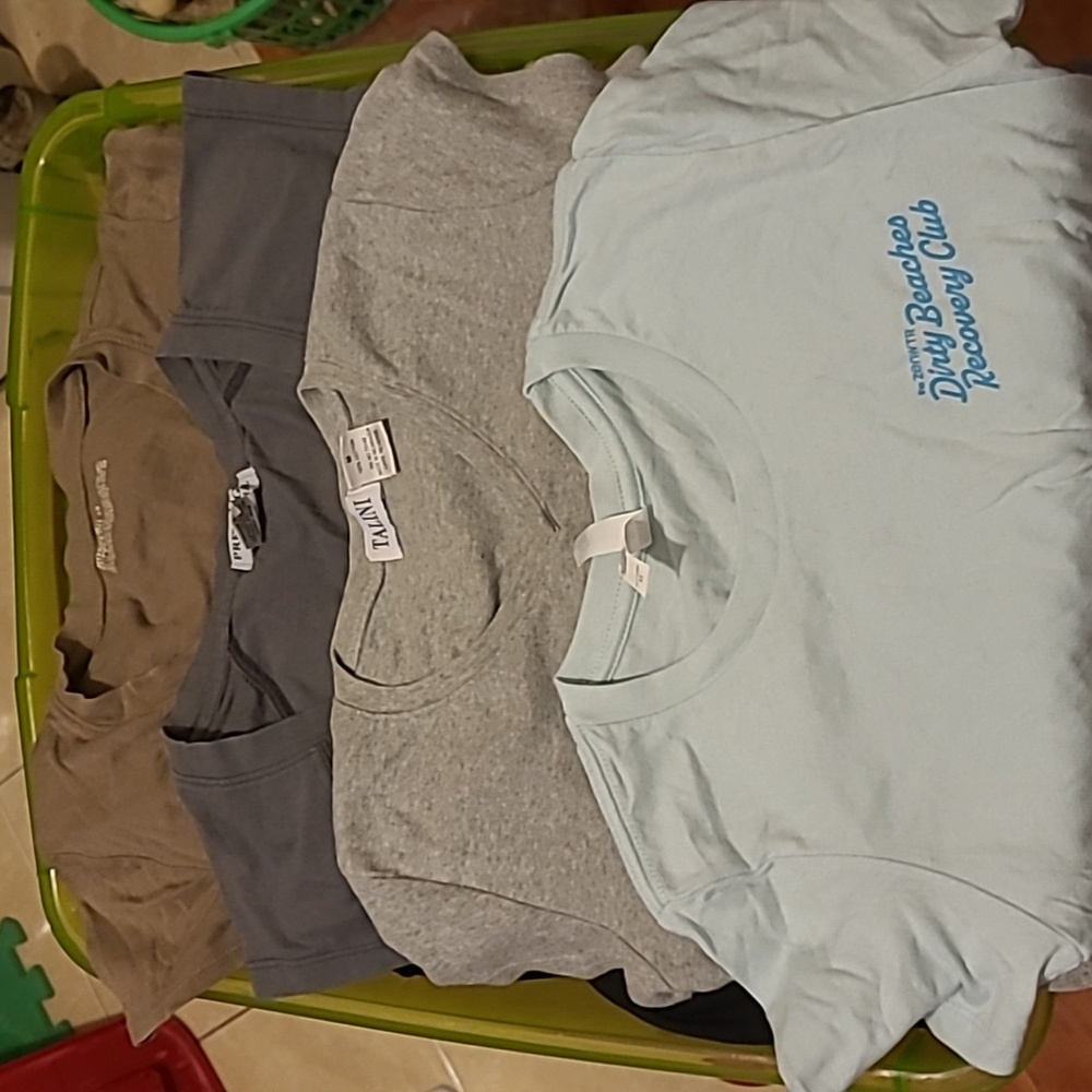 4 xs/s/m blue grey brown mostly cotton shirt bundle